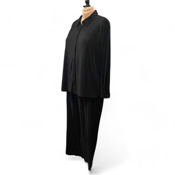 Nine.Eight Plisse Pleat Shirt and Pants Set, Black. Size 3X NEW! - Picture 2 of 10